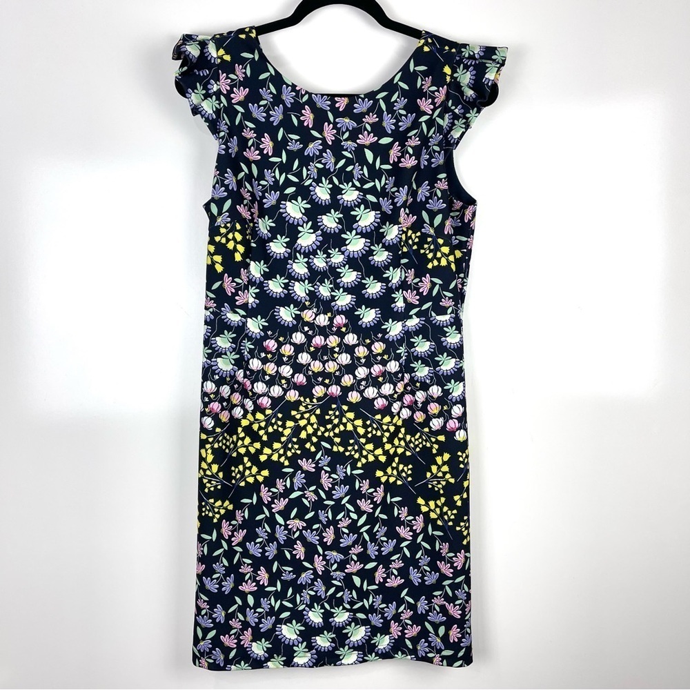 Nanette Lepore Floral Print Sheath Dress Flutter Sleeve Knee Length Women’s 8